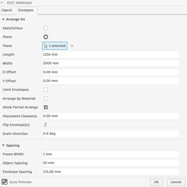 Envelopes Tab